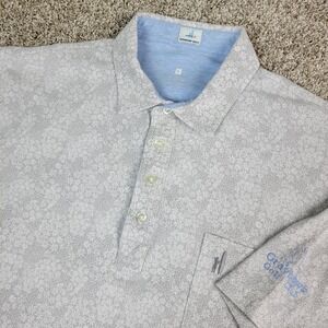 Johnnie O Hangin Out Mens XL Gray AOP Floral Performance Stretch Polo SS